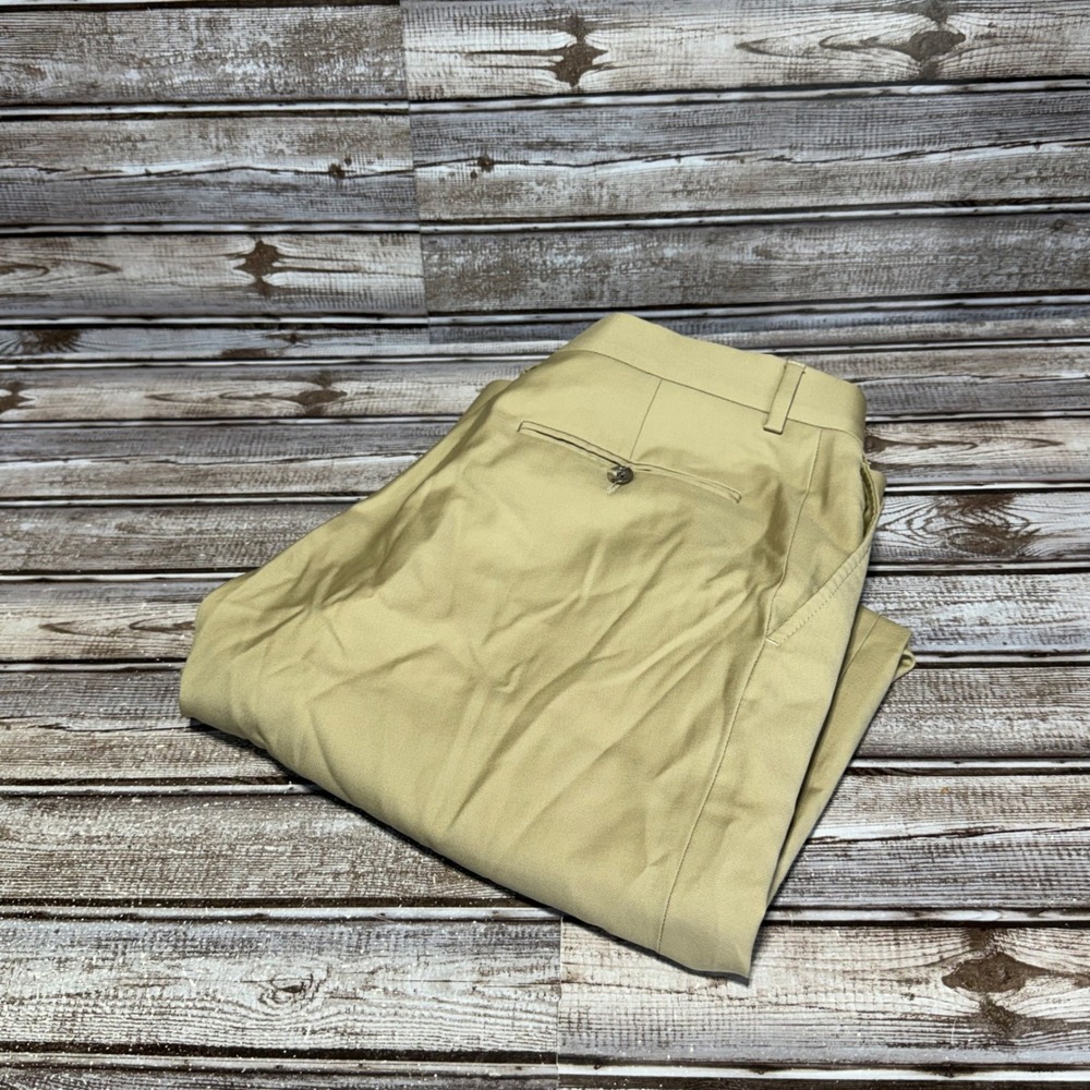 Polo Ralph Lauren Trousers Mens 34x35 Hem Tan Made in Italy 100% Polyester